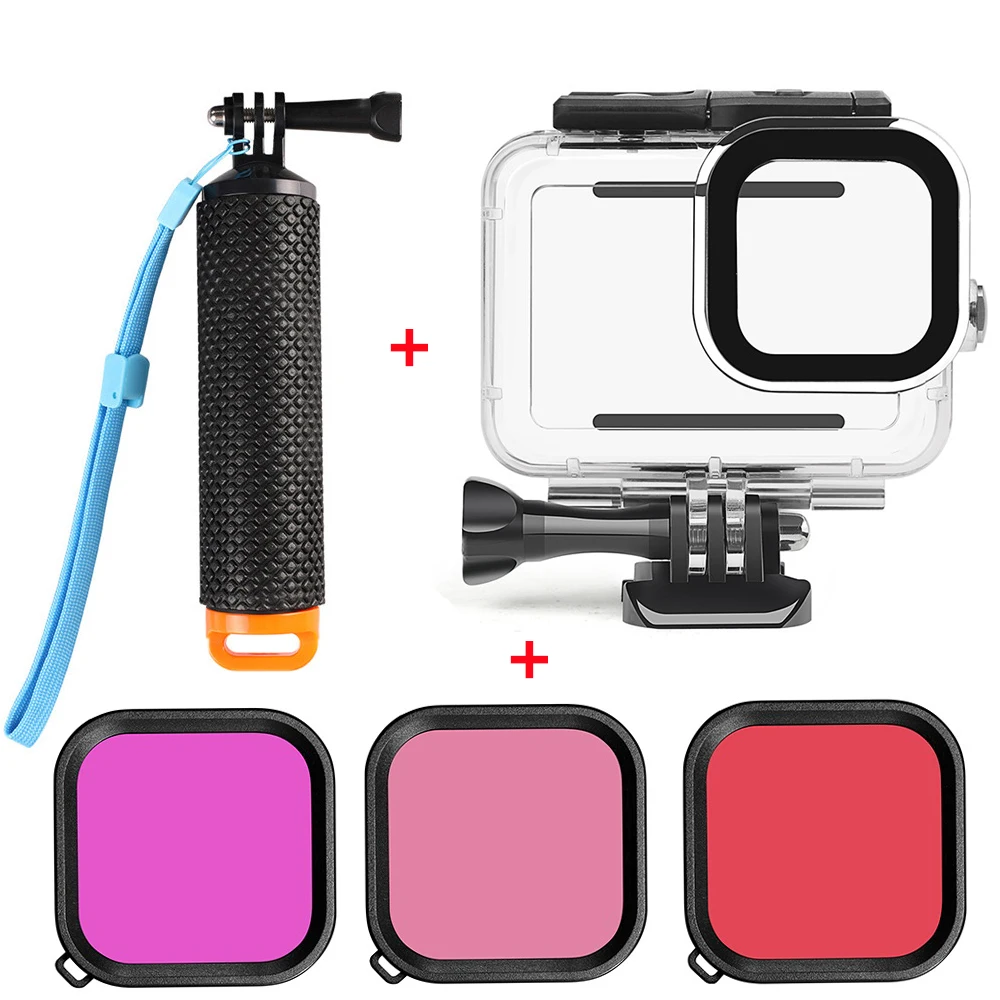 60M Waterproof Housing Case for Gopro Hero 13 12 11 10 9 Diving Protective Underwater Cover Lens Filter Buoyancy Rod Set