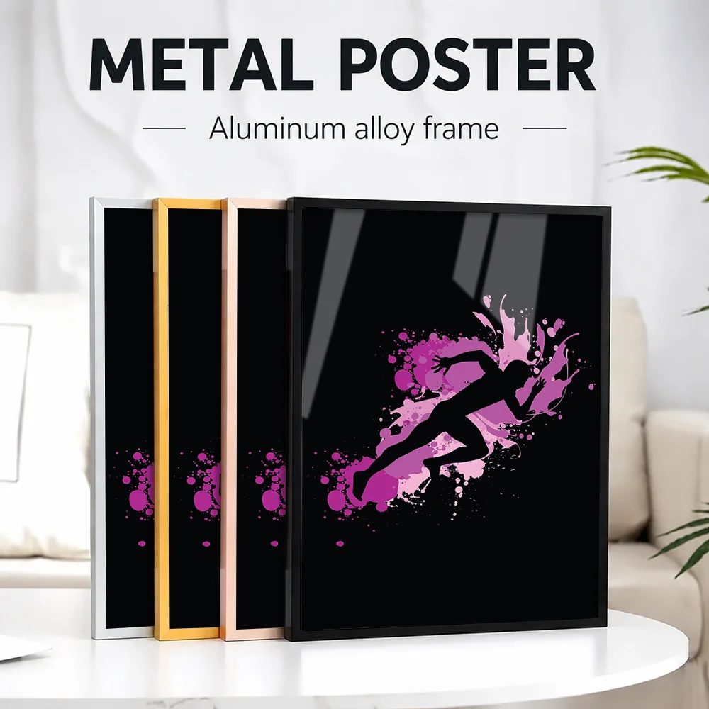 Runner Sport Framed Metal Print Customized Photo Bold Competition Style Wall Art For Living Room And Bedroom Housewarming Gift