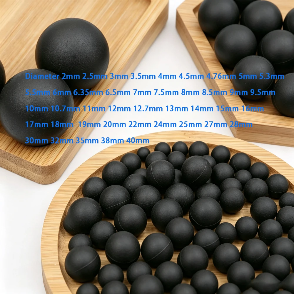 1-100PCS Black Solid Rubber Ball With  Diameter 2/2.5/3/3.5/4/4.5/5.5/6.5/6-40mm Industrial DIY Parts Toy Gun Rubber Bullet Ball