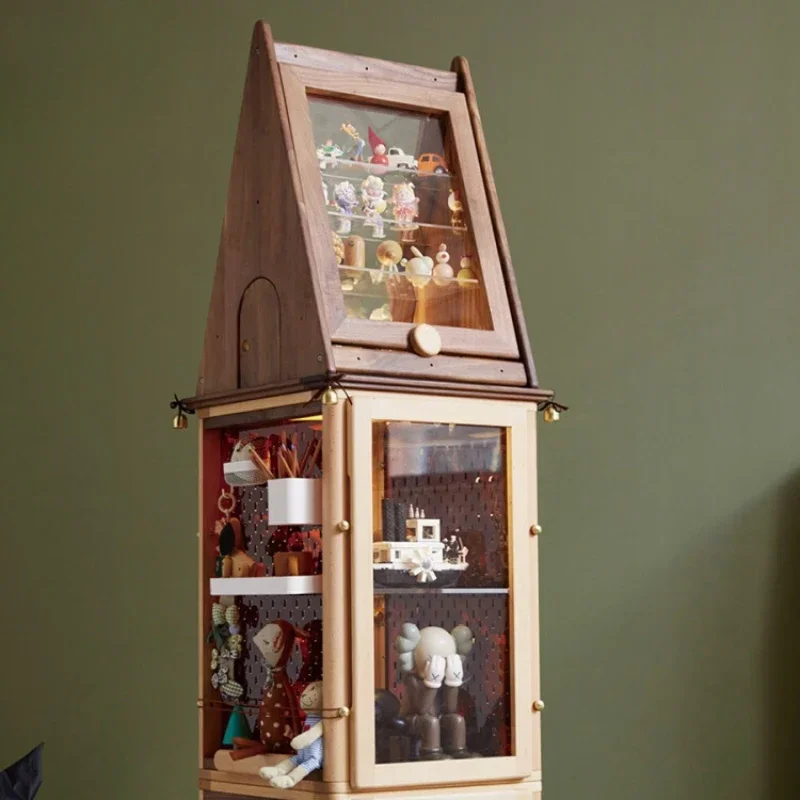 

Hot SalesMagic Hat Rotating Cabinet Solid Wood Music Blind Box High Corner Shelf Storage Display Cabinet