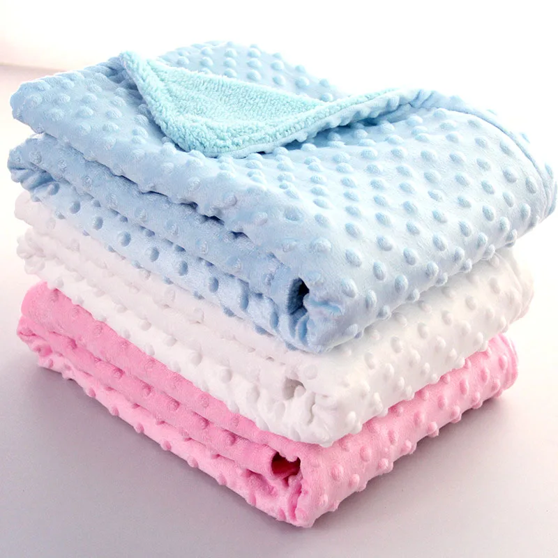 Baby Blanket & Swaddling Newborn Thermal Soft Fleece Solid Bedding Set Cotton Quilt