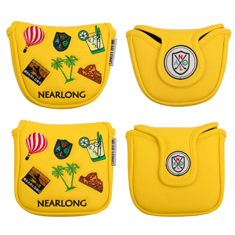 Golf Putter Head Cover Magnetic Closure Square & Semi-Circular Cover PU Waterproof Internal Thickened Plush Lining Magnetic Cap