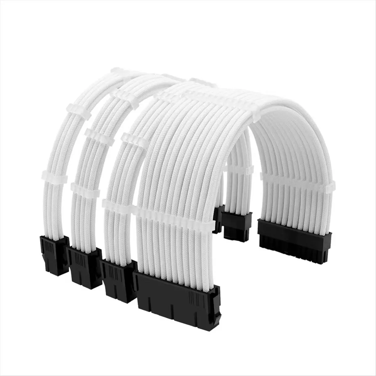 N86R Modular Power Extension Cable Set for Computer Case High Flexibility Efficiency for Computer Cases Mining Rigs White