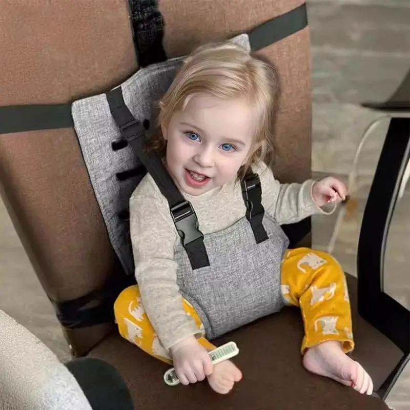 Arnés de asiento para silla alta para viaje, arnés de asiento de seguridad plegable portátil para silla alta de bebé, cinturón de seguridad para niños pequeños