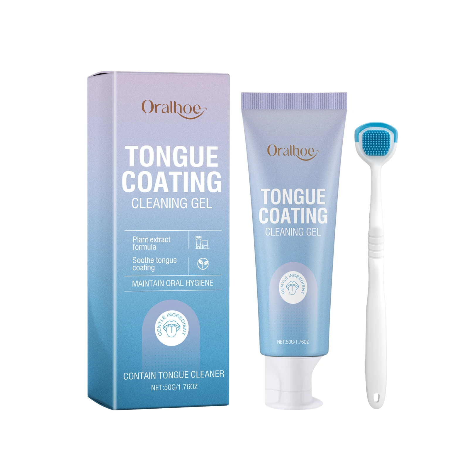 Gel Pembersih Lidah dengan Pengikis Lidah Menghilangkan Bau Mulut Nafas Segar Tahan Lama Meningkatkan Kit Pelapis Lidah Kebersihan Mulut Plak