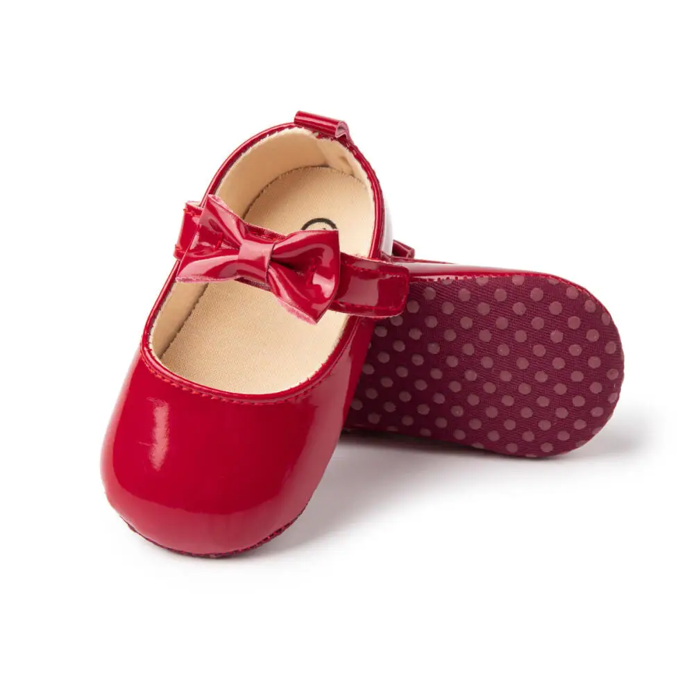 Meckior موضة جديدة الأميرة طفلة أحذية 5 ألوان القوس حفلة الباليه أحذية الرضع بولي Leather الجلود عدم الانزلاق حذاء طفل صغير #4
