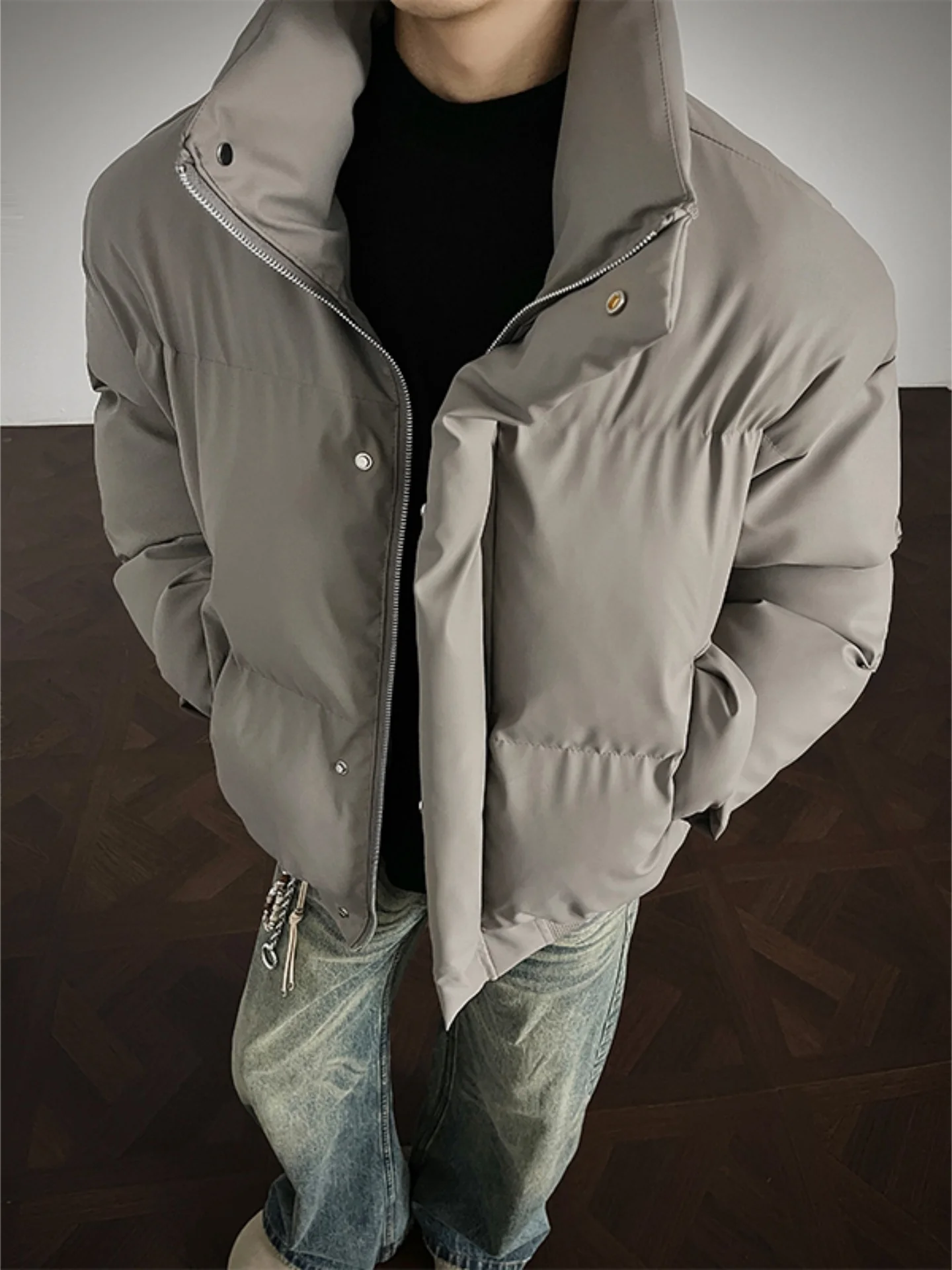 

Мужская утепленная куртка из искусственной кожи и хлопка, зимняя теплая, с воротником-стойкой, свободного кроя, модная, в американском стиле, для защиты от холода