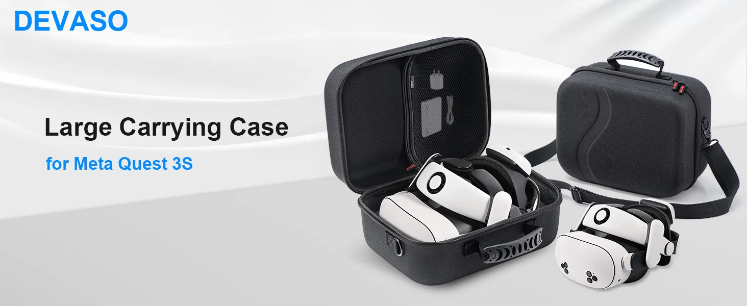 Large Carrying Case for Meta Quest 3/Quest 3S, Hard Travel Case for BOBOVR S3 Pro/Kiwi Design Battery Head Strap and Other Accessories, Storage Case and Soft Lining for Quest 3S