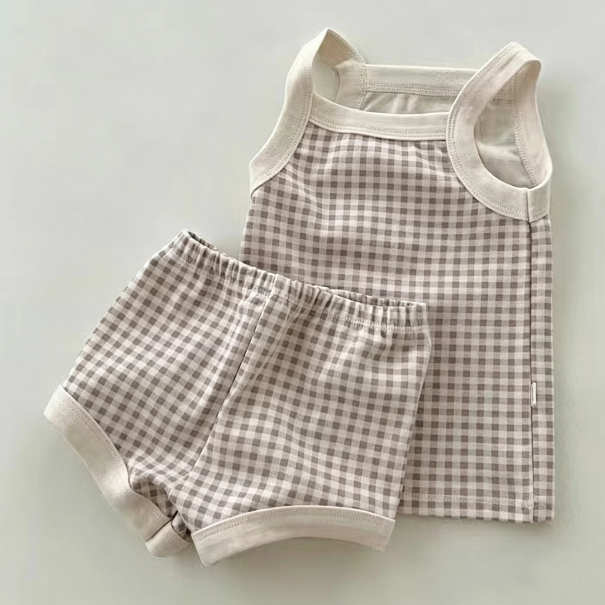 TZ22083 Girls Baby Sleeveless Vest And Shorts Set Cute Toddler Outfit Combo