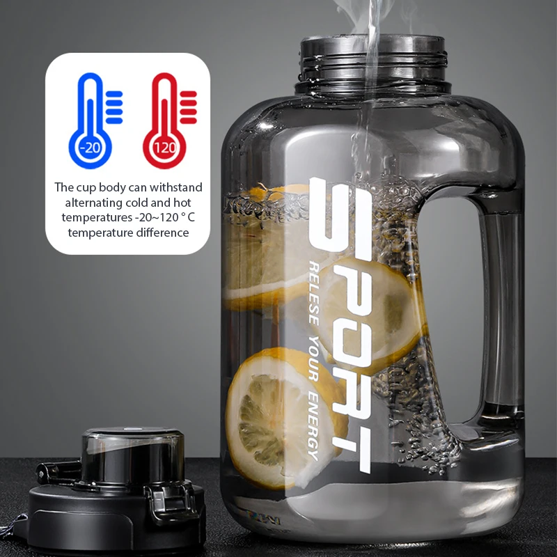 1700/2500ml Sports Water Bottle Large Capacity Drinking Cup with Time Marker Portable Plastic Space Cup Gallon Bottle