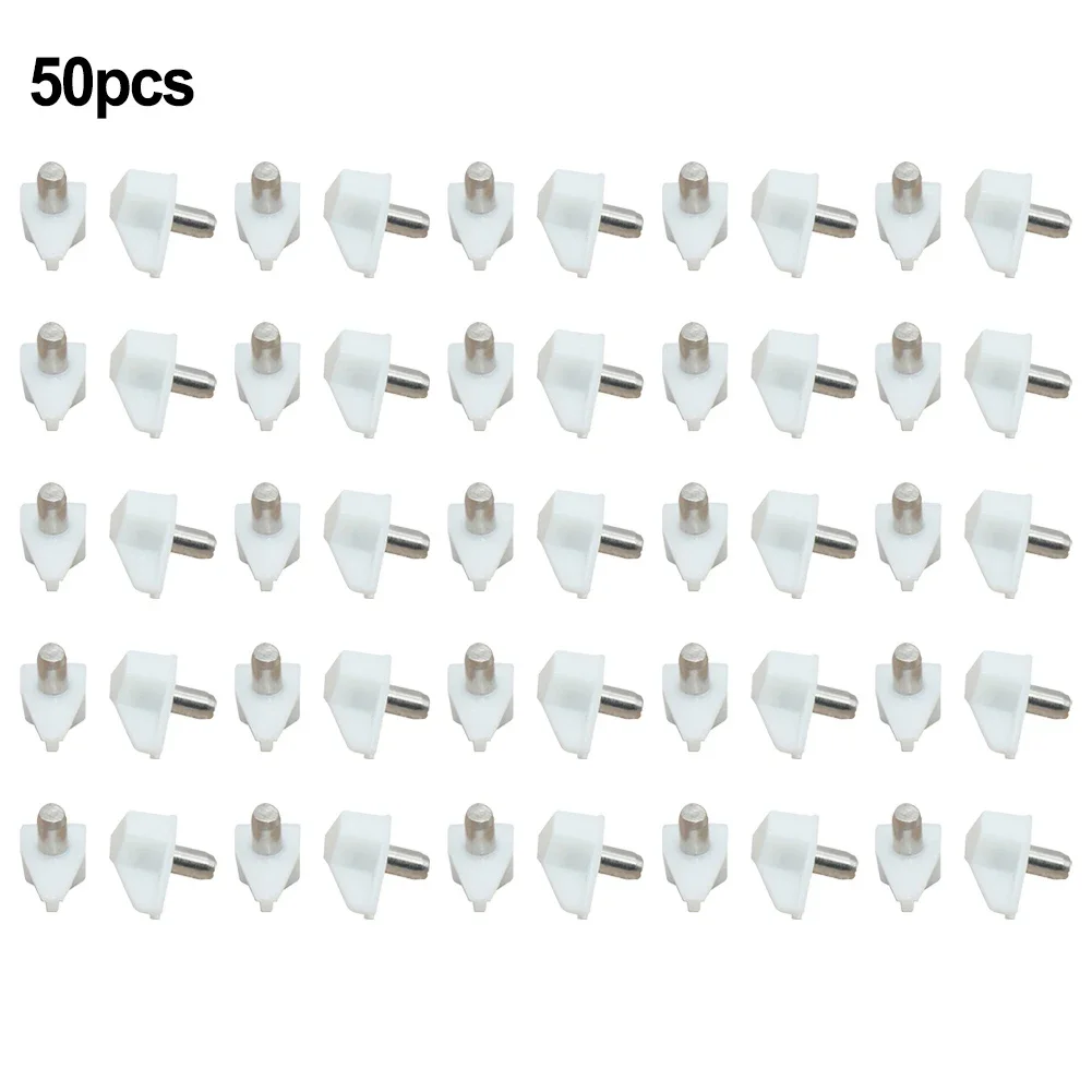 50Pcs Shelf Studs Pegs With Metal Pin Shelves Support Seperator Fixed Cabinet Cupboard Wooden Furniture Bracket Holder