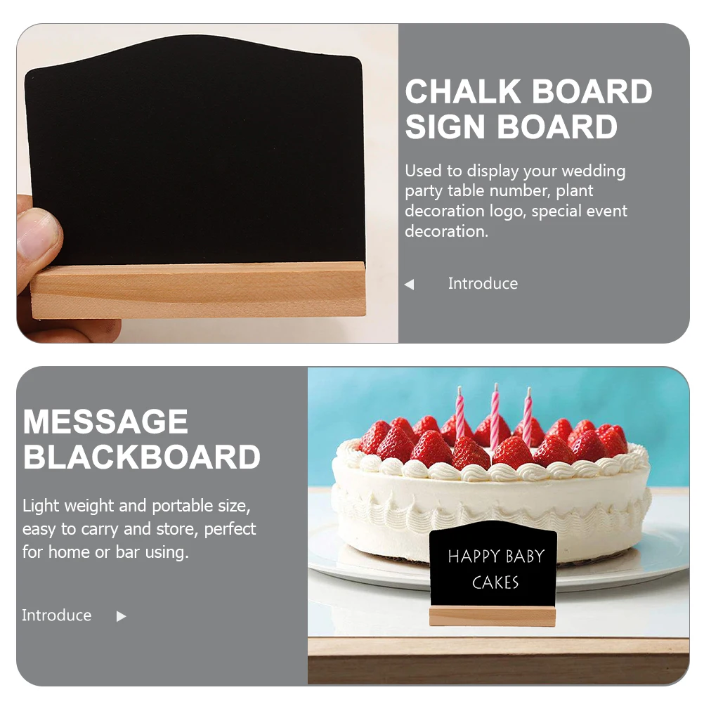 

8pcs Wooden Chalkboard Sign Decor Mini Blackboard Memo With Stand Dual Sided Small Erase For Table Home Bar Wedding Easy Wipe