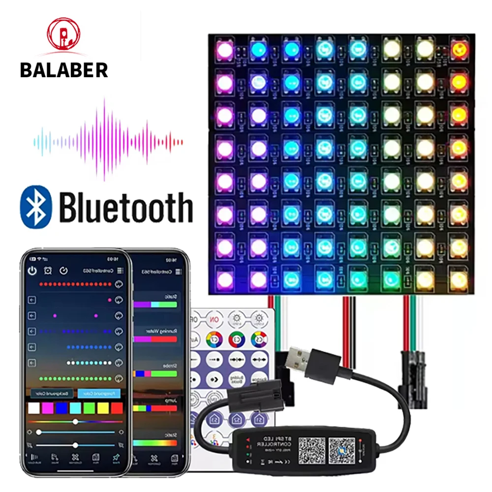 WS2812B USB الموسيقى 8X8 16X16 8X32 مع 28 مفاتيح 2.4G تحكم بشكل فردي عنونة LED مصباح لوح WS2812 وحدة مصفوفة Scree