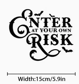 Halloween Horror Warning Text Car Stickers, Bat Silhouette Black Art Lettering, Car Decals, Waterproof, Suitable for Car Rear Bumpers, Car Surfaces, Car Decorations, Motorcycle Surfaces, Trucks, Walls, Glass, Metal and Ceramic Surfaces, Stylish, Durable and Easy to Apply, Create a Festive Atmosphere, Personalized Creative Car Stickers.