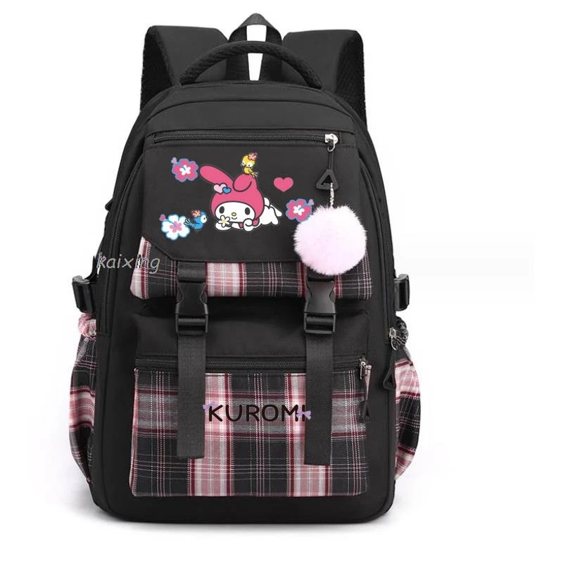 

MINISO милые рюкзаки Kuromi Melody, школьные сумки, рюкзак для девочек, сумки для подростков, кавайный водонепроницаемый рюкзак большой вместимости