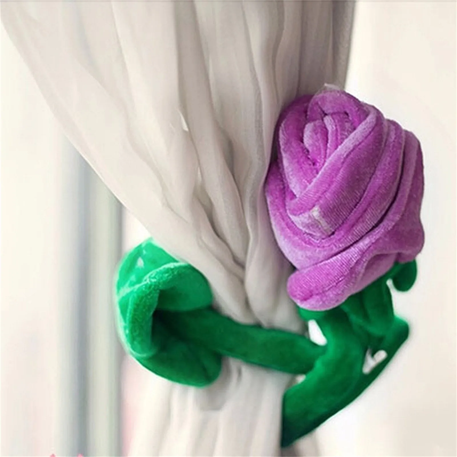1Pc Cartoon Rose Flower Stuffed Soft Plush Toy Creative Curtain Buckle Home Decoration Christmas Mother\'s Day Gift For Mom
