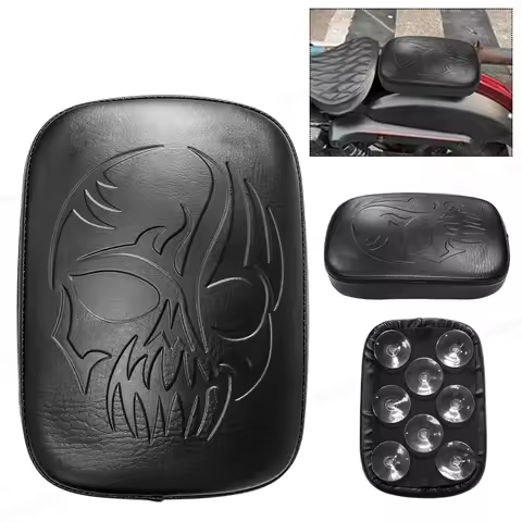 Black Rear Passenger Cushion 8 Suction Cups Pillion Pad Seat For Harley Dyna Sportster Softail Touring XL 883 1200