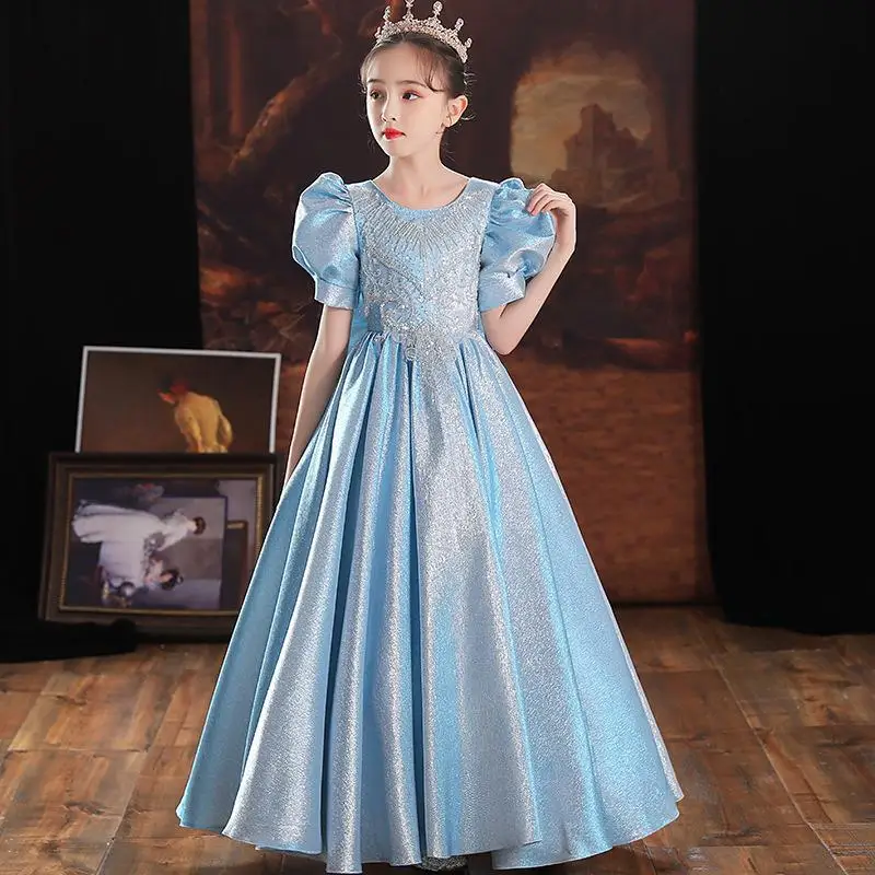 Fashion Girls Princess Dress For Banquet School Piano Performance Formal Costumes Birthday Evening Party Elegant Children Gowns