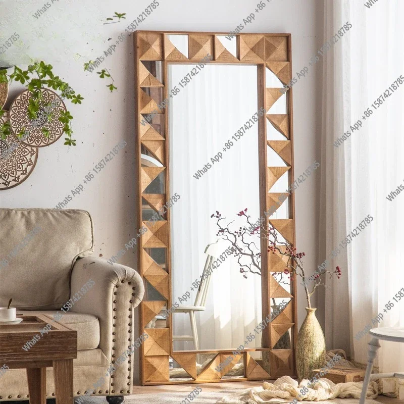XZL Prism Creative Floor Mirror, American Retro Mirror Clothing Store Fittings Mirror Bedroom Full Body Designer