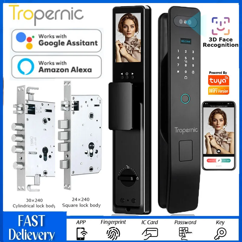 

3D Face Recognition Unlock Digital Door Lock With Camera FIngerprint Password Unlock Keyless Electronic Door Lock