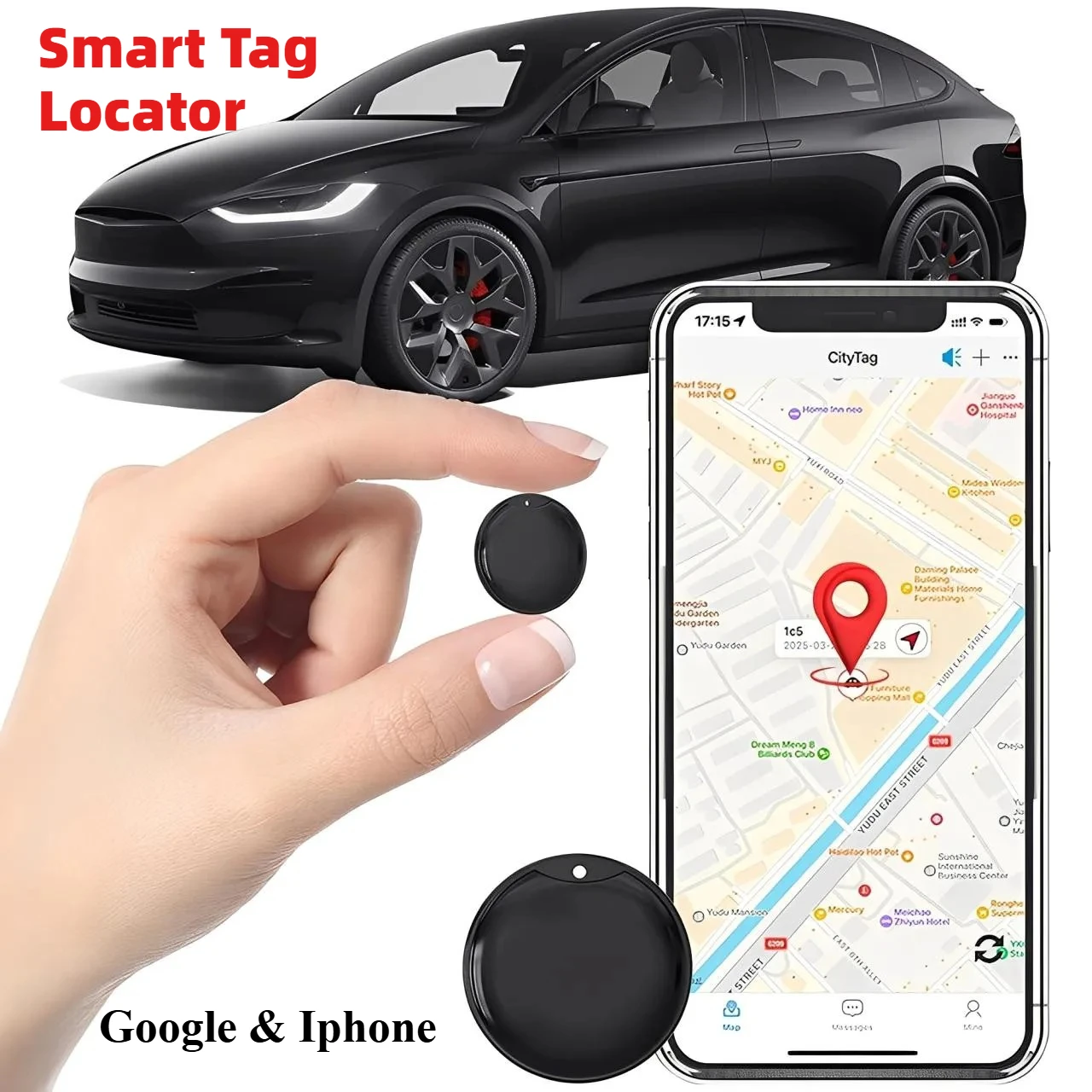 CD Mini GPS Airtag Tracker iPhone/Android Phones APP Smart Tag GPS Car Trackers Anti-lost Finder Locators Itag