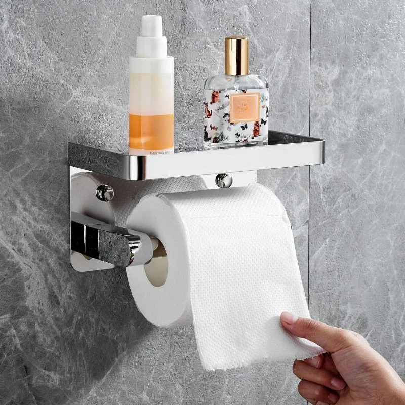 

304 stainless steel tissue holder, mobile phone rack, non-punching bathroom roll holder
