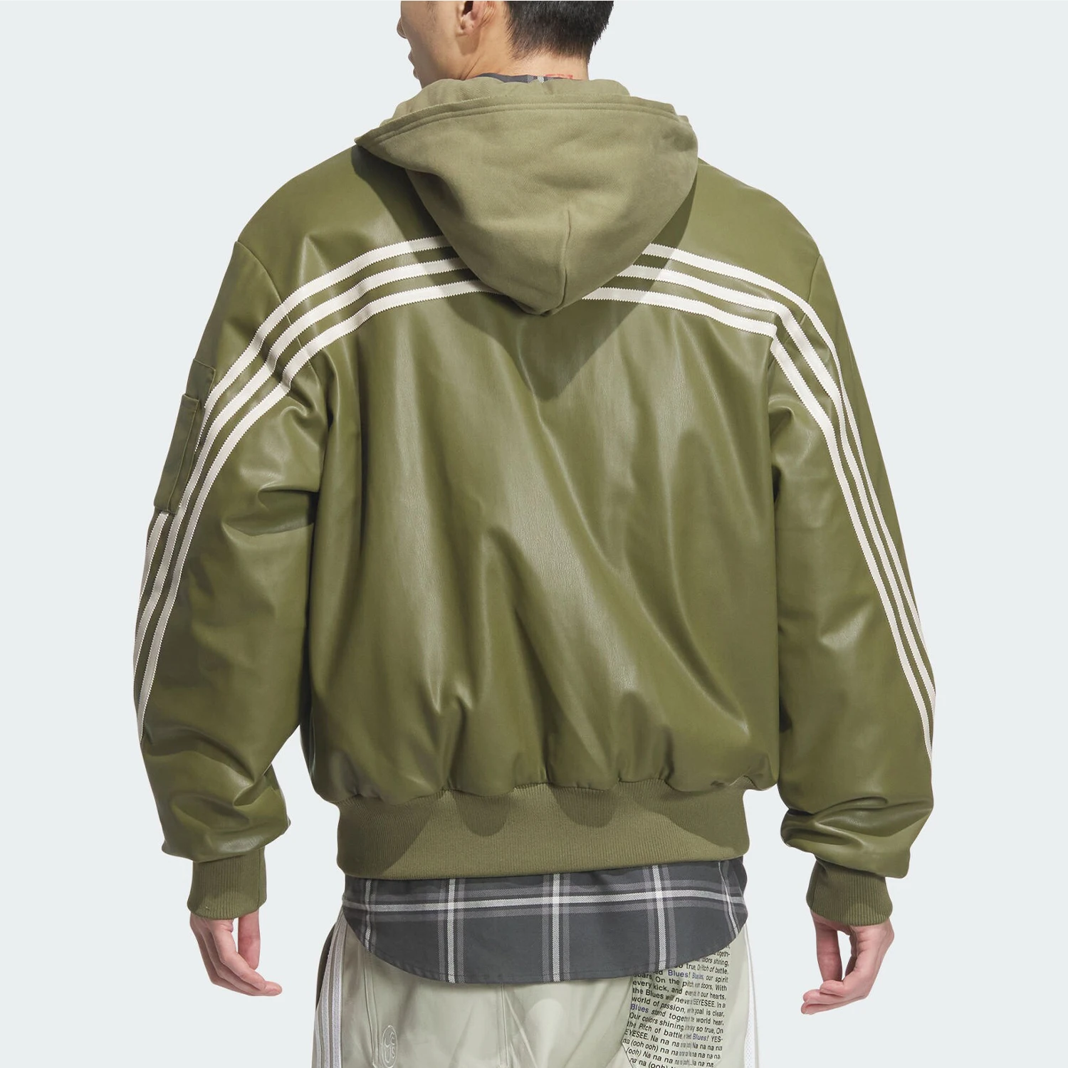 Adidas genuine clover men's faux leather sports fashion hooded jacket JL7557