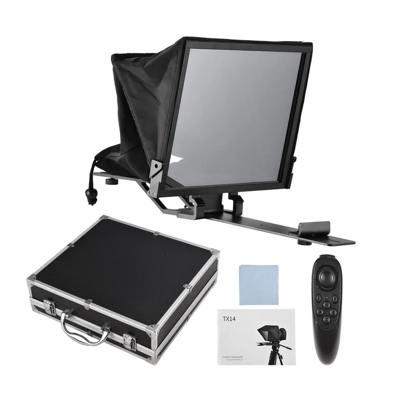 

Portable Teleprompter 14-inche Universal Prompter With Dual Cold Shoe Mounts & 1/4in Threaded Hole