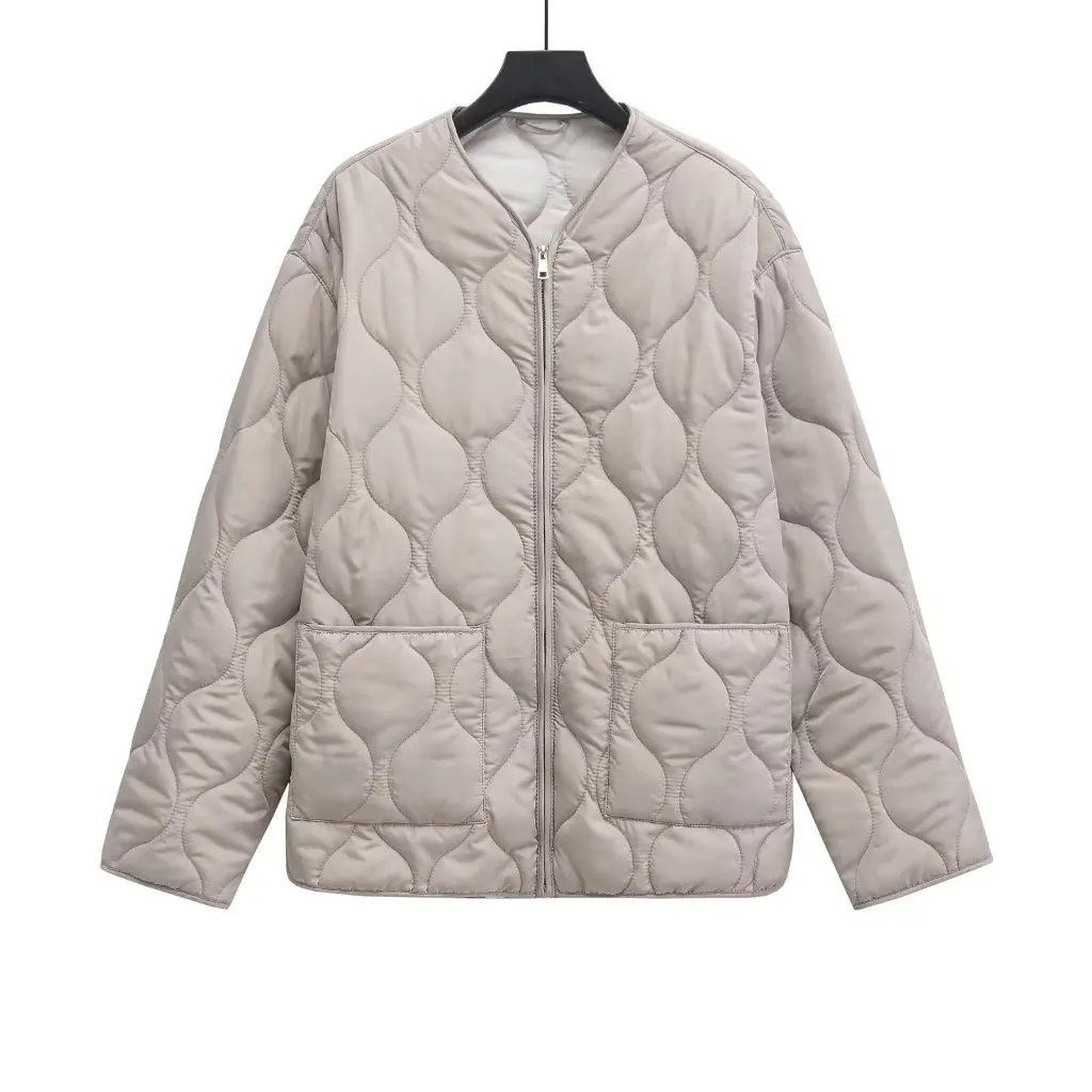 

Women's Loose Quilted Cotton-Padded Jacket Coat round Neck Street Fashion Autumn New European American Thin