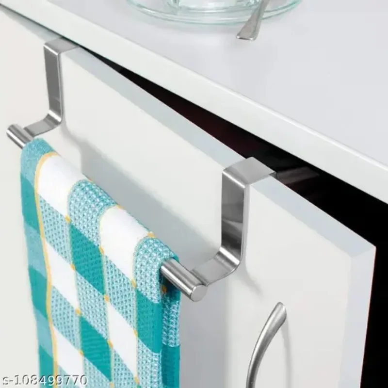 Over Cabinet Door Towel Bar Stainless Steel Kitchen Bathroom Hanging Rack Holder for Towels Gloves Space Saving Organizer