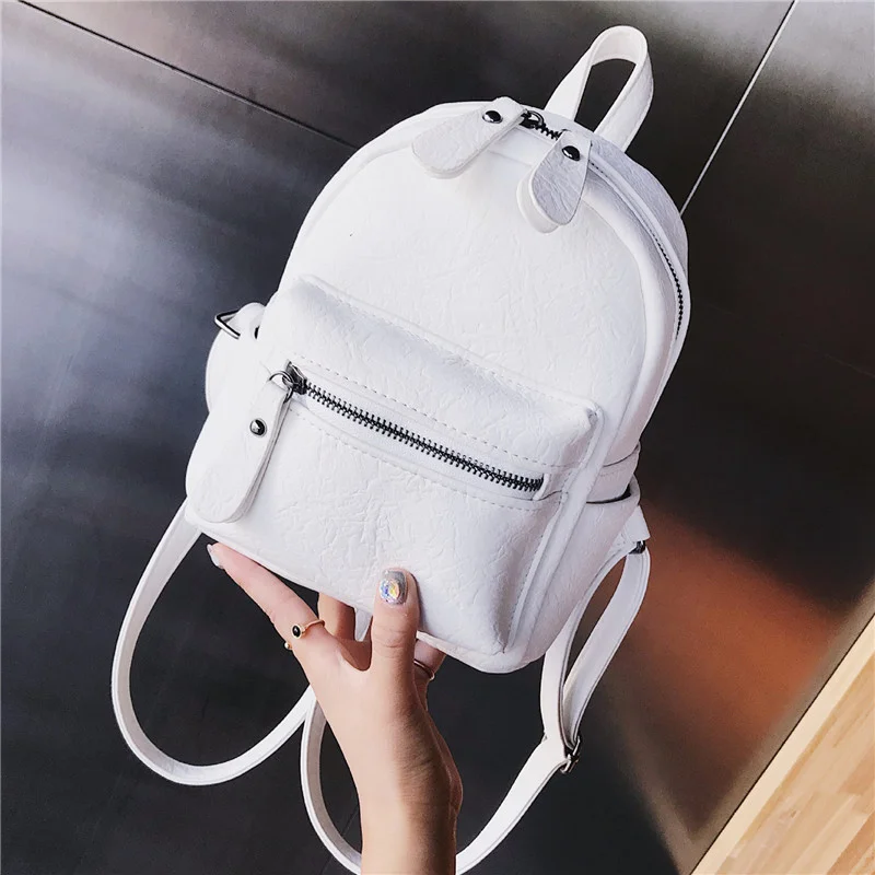 

Small women Backpacks PU Leather Teenagers Girls Shoulder Bags Backpack Daypack female Travel Mochila black Softback white