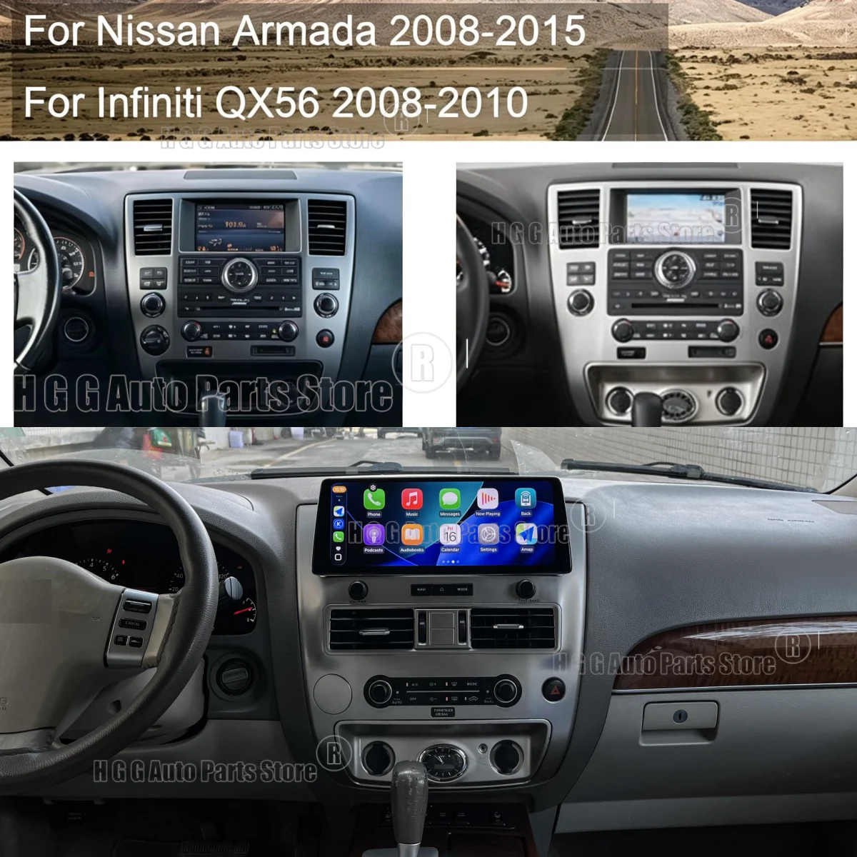 12.3Inch Android Car Radio For Nissan Armada For Infiniti QX56 2008 2009-2015 Stereo Multimedia Player GPS Navigation CarPlay 4G