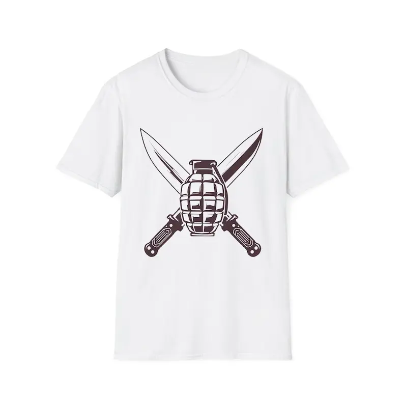 Grenade and Knives Military Soldier Gift Unisex T-Shirt Tactical Veteran Apparel Patriotic Tee Military Army Regular Short-sleev