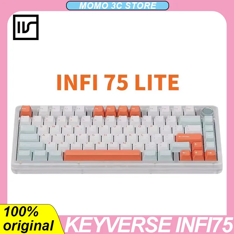 

Keyverse Infi75 Lite Mechanical Keyboard Wireless Bluetooth Three Mode Hot Swap RGB Customized Knob PC Gaming E-sports Keyboards