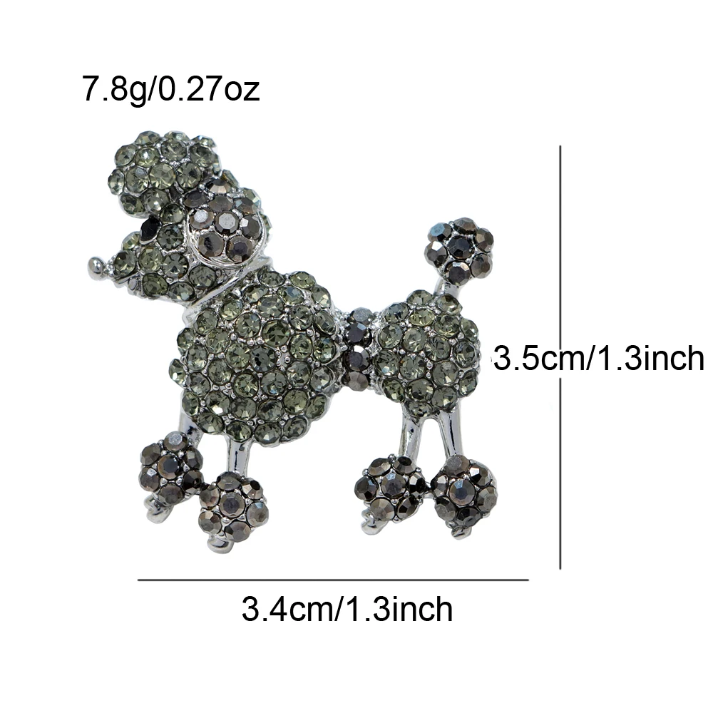 CINDY XIANG Rhinestone Poodle Brooch Small Cute Animal Pin Fashion Jewelry 2 Colors Available