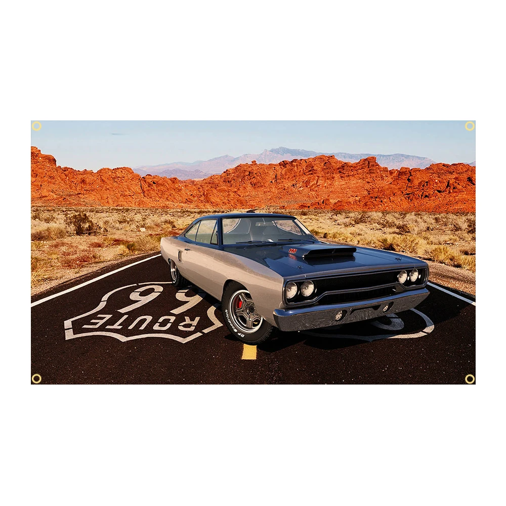 90x150cm Retro American Muscle Racing Car Flag Polyester Printed Decoration Banner Tapestry