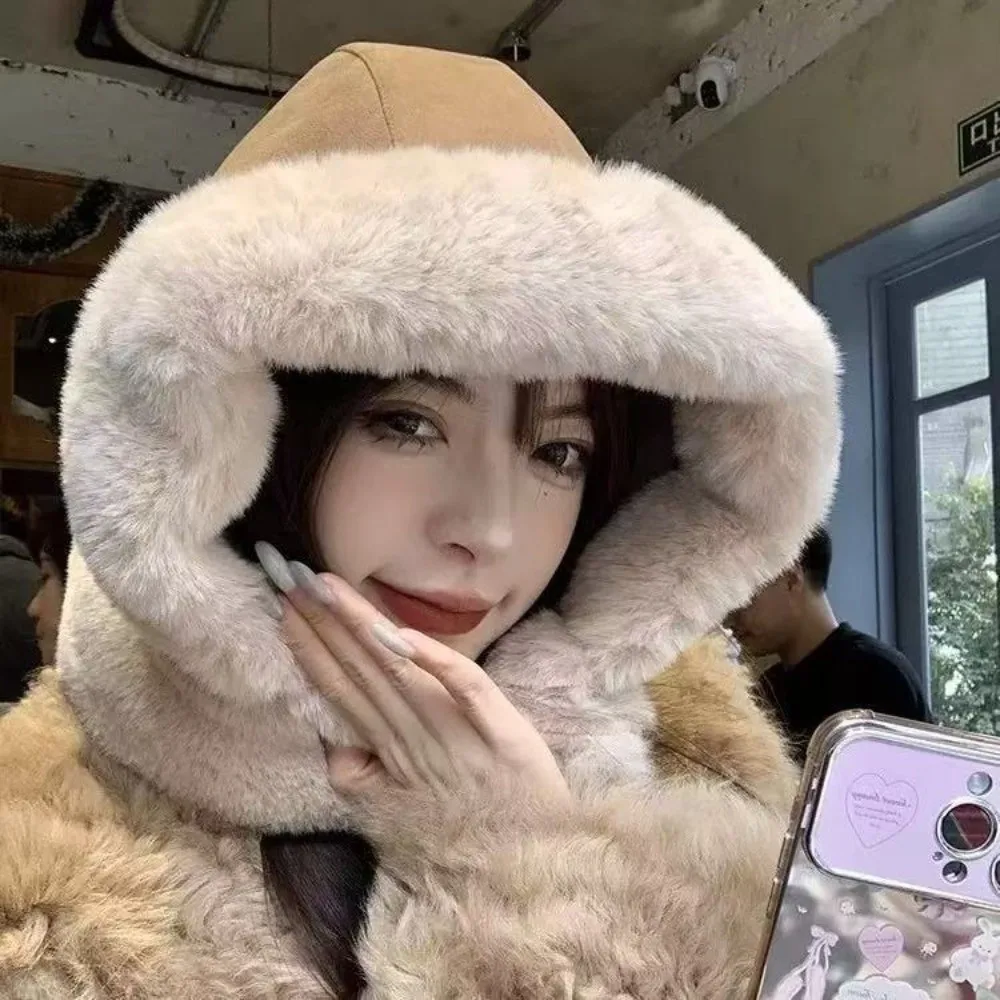 

New Thick Material Winter Beanies Hat Windproof Fleece Lined Balaclava Hat Ear Protection Brimless Ski Hat Winter