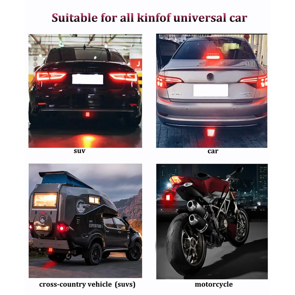 Rear Tail Lights Flash Strobe F1 Style Led Brake Pilot Lights for Car Motorcycle Auto Warning Reverse Stop Safety Bumper Lamps