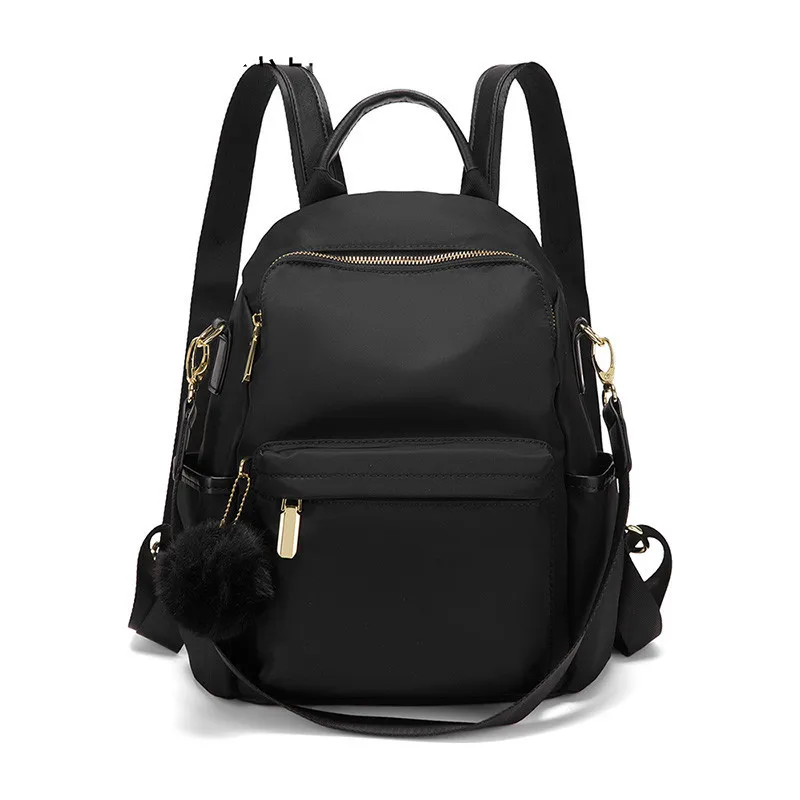 

Travel Backpack Double Shoulder Oxford Cloth Soft Handle Casual School Bag Teenage Youth Solid Black Preppy Style Backpacks