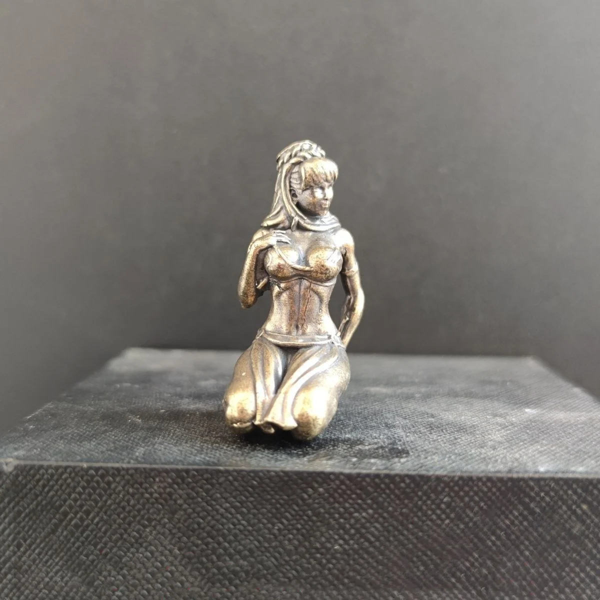 Brass Ornament Statue  Witch Journey Elena Handmade Sitting Dress Pretty Statue