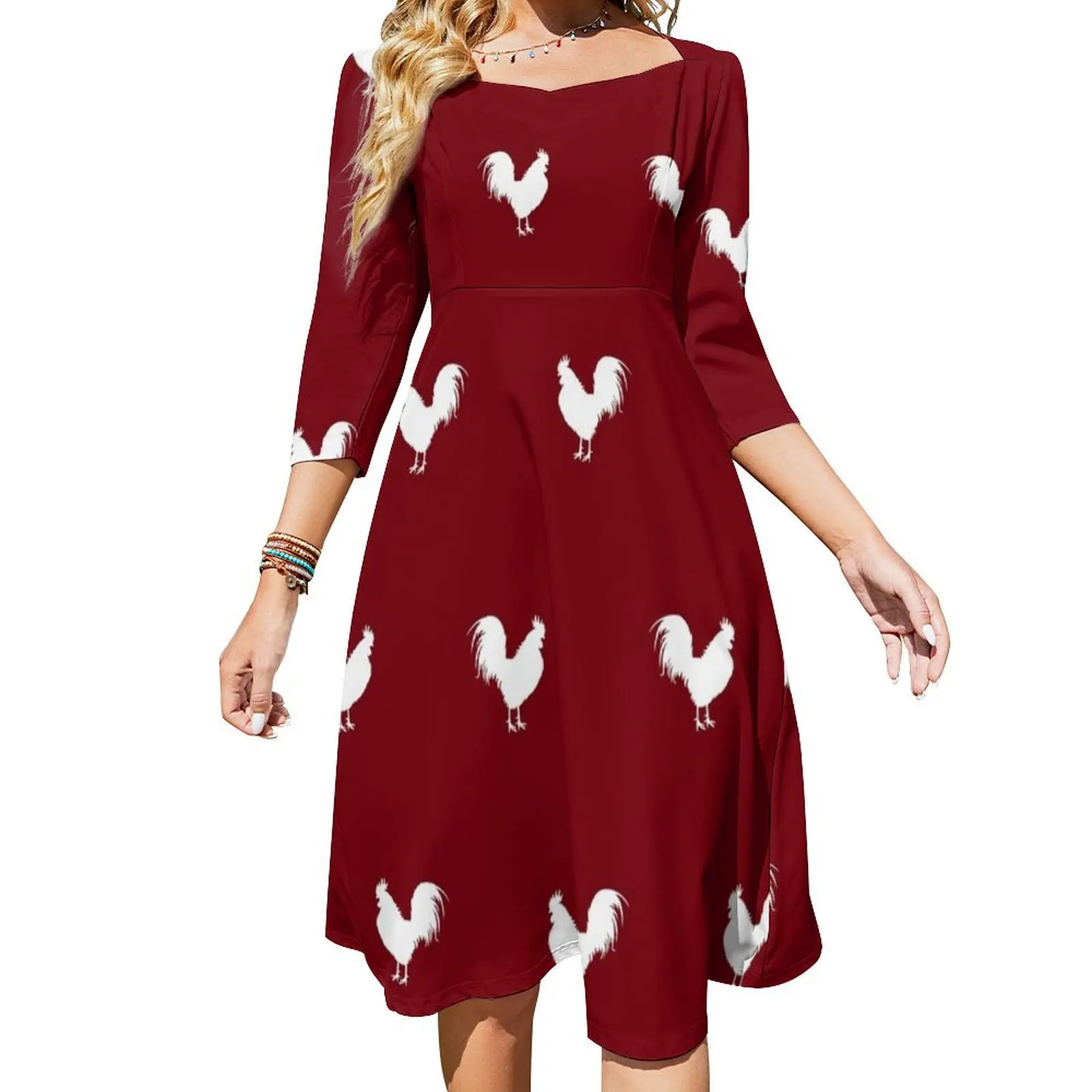 

Rooster White Flare Dress luxury dress chic and elegant evening dress