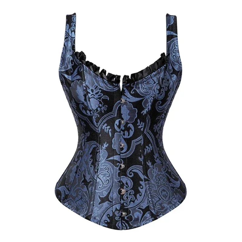 Lady Elastic Boned Corset Gothic Steampunk Halter Neck Buckles Waist Cincher Fashion Slim Clubwear Fancy Party Dress