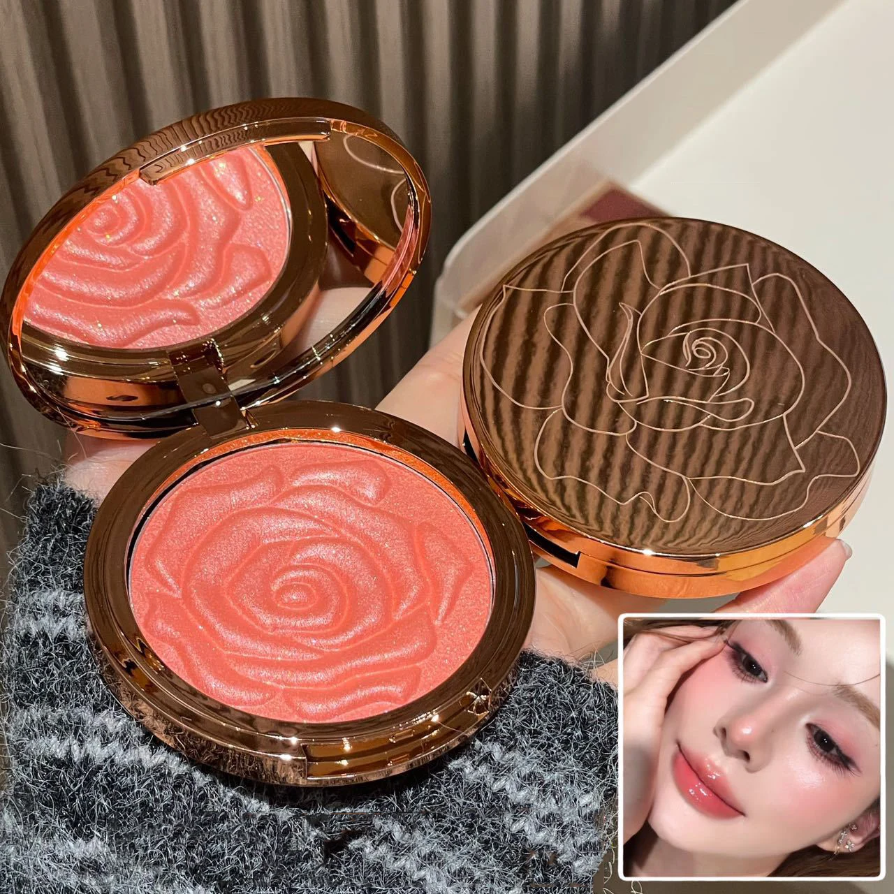 Rosen-design Highlighter Und Blush Palette Schimmernd Rosa Wangen_voghion.com