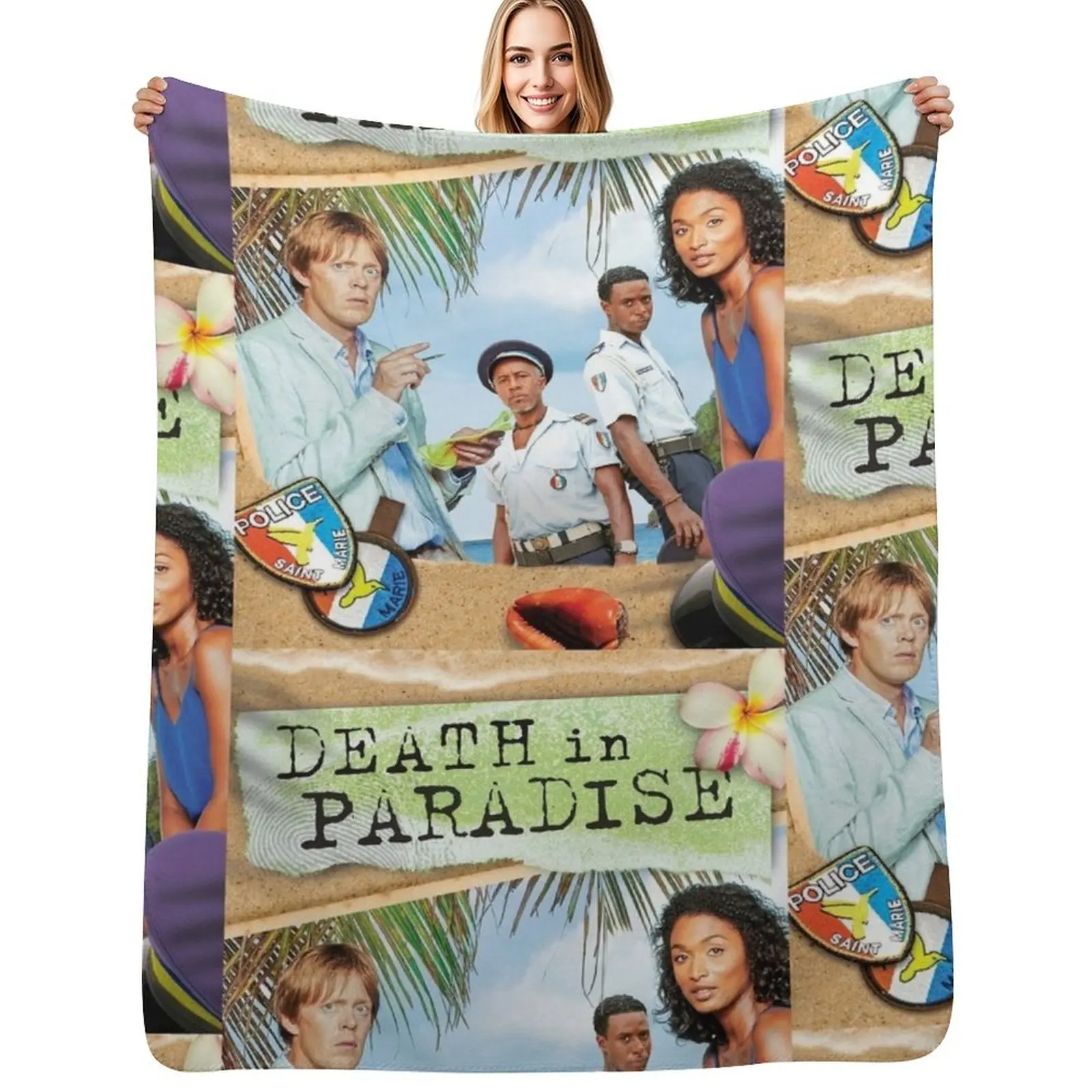 BBC Death in Paradise Throw Blanket Personalized Gift valentine gift ideas wednesday Plaid Furry Travel Blankets