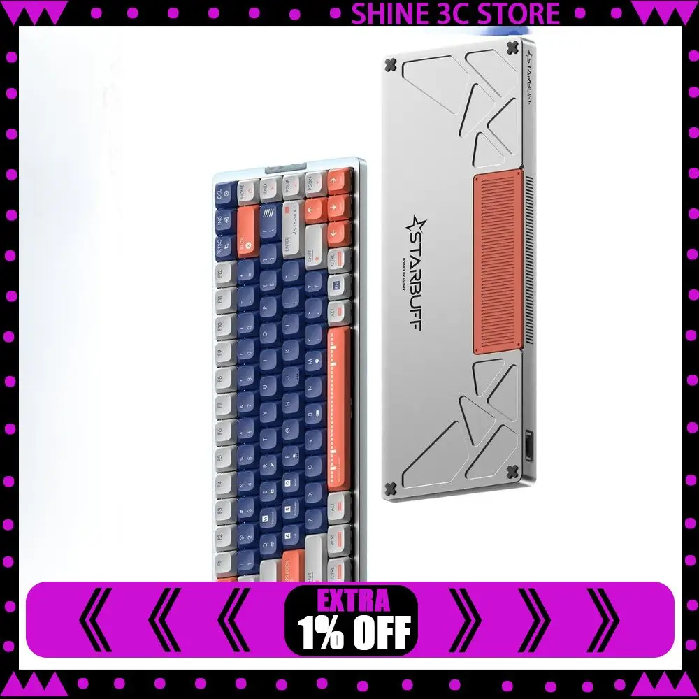 PANDAER STARBUFF Mechanical Keyboard 3Mode Wireless 84-Key Ultra-Light CNC Aluminum Alloy RGB Low-profile Keyboard Gaming Office