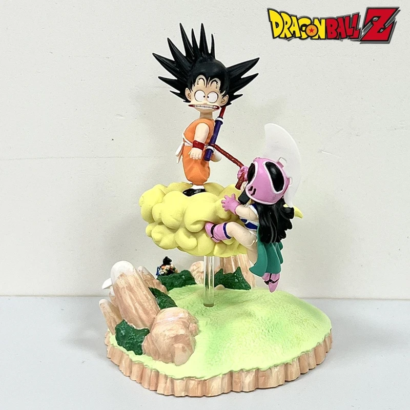 Hot 10cm Dragon Ball Anime Figure Sun Goku Chichi Somersault Cloud Model Dolls Figurine Decor Action Figures Collecte Toys Gifts