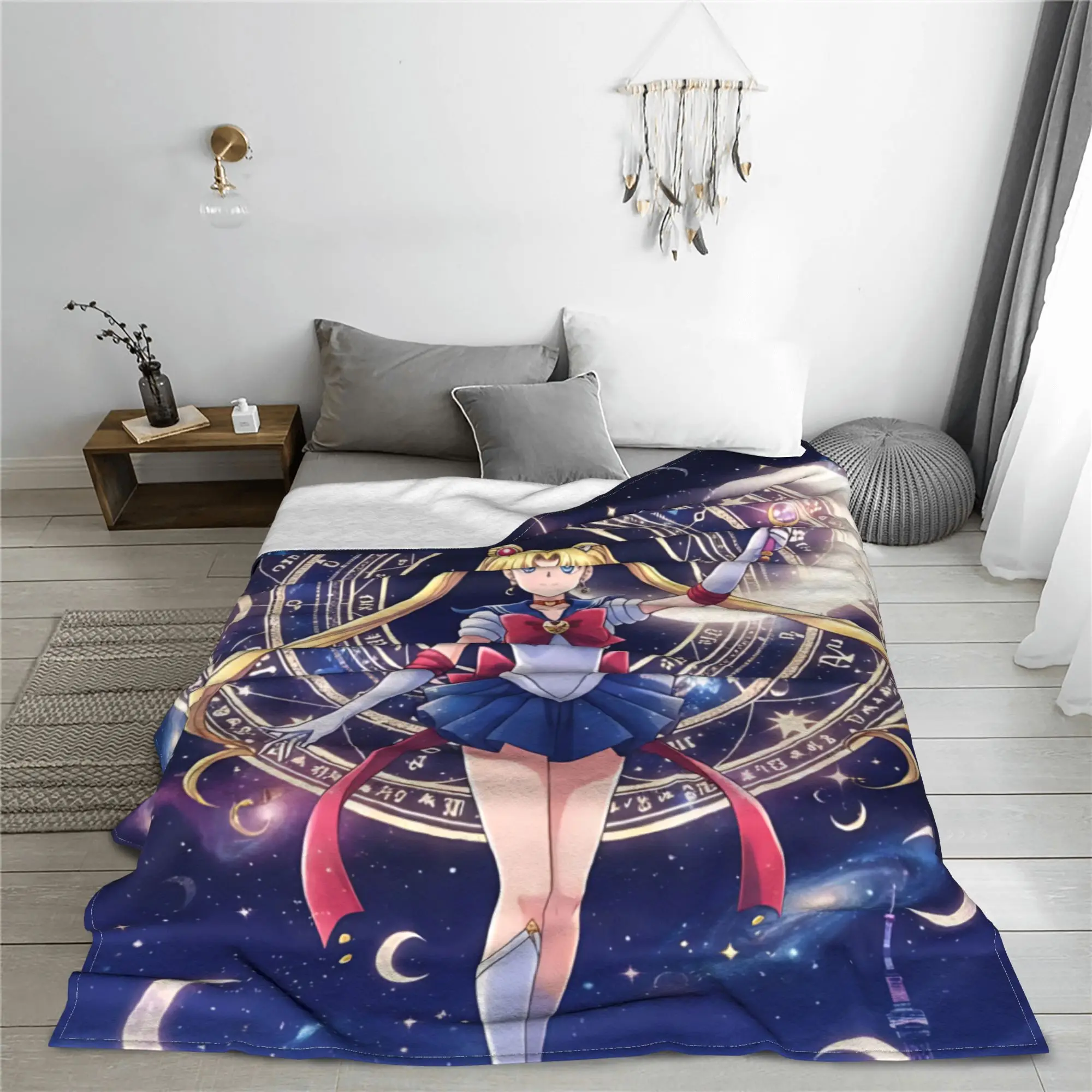 1PC home Cutecore Sailor Moons  Blanket Super Cosy Plush Home Living Room Sofa halloween