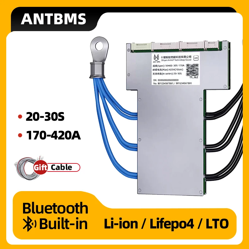 

ANT BMS 20-30S Lifepo4 Li-ion Battery 170A 220A 400A 420A 1050A BT 84V 96V smart balance board 22S 23S 24S 25S 26S 27S 28S 29S