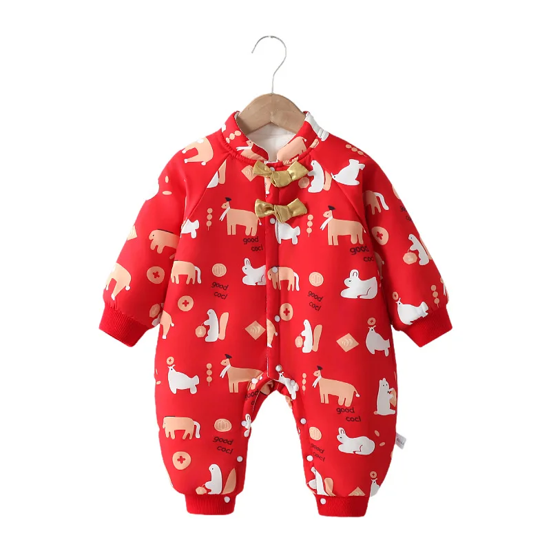 

Baby Winter Jumpsuit Boys Girls Cotton-padded Clothes Thicken Warm Rompers Snowsuit 0-2 T