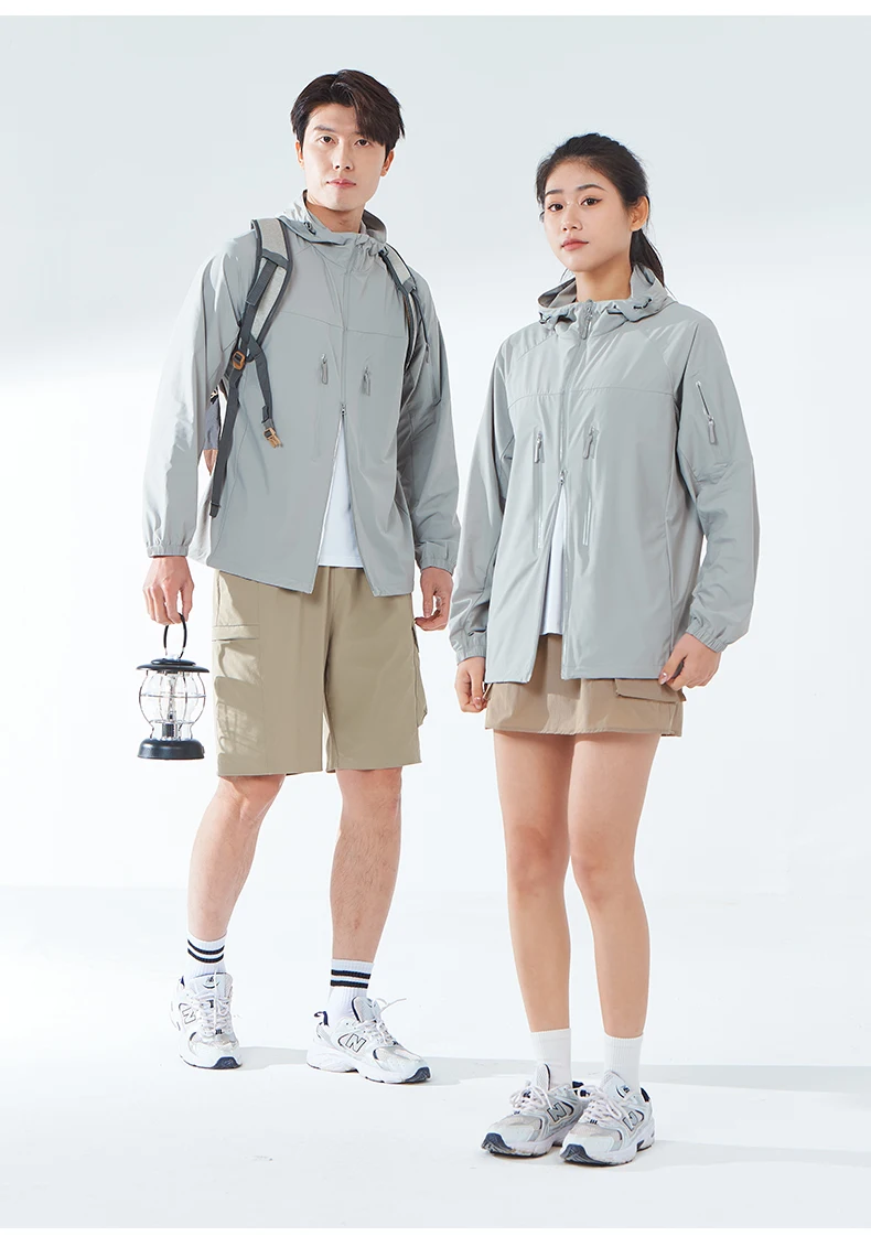 LNGXO Herren Damen Wander-Regenmantel, Sonnenschutz, Camping, Trekking, wasserdichte Jacke, Unisex, Stretch, Zwei-Wege-Reißverschluss, Windjacke – Detail 27